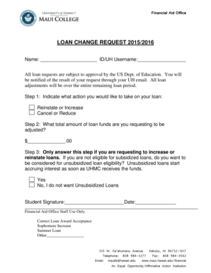 Loan Change Request Form