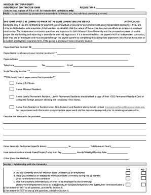 Missouri State University Independent Contractor Form