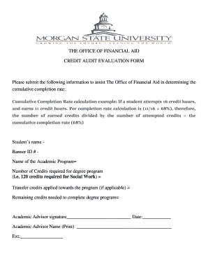 Credit Audit Evaluation Form