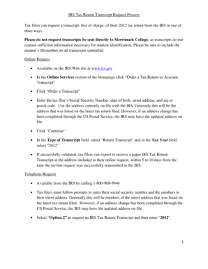 IRS Tax Return Transcript Request