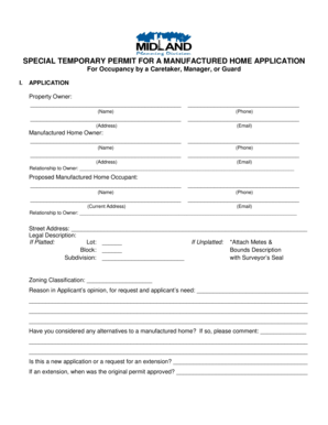 Contractor qualifier agreement template - SPECIAL TEMPORARY PERMIT FOR A MANUFACTURED HOME APPLICATION - midlandtexas