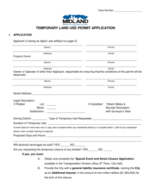 TEMPORARY LAND USE PERMIT APPLICATION - midlandtexas