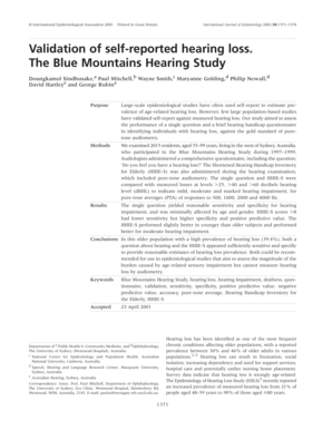 Validation of self-reported hearing loss The Blue Mountains bb - ije oxfordjournals