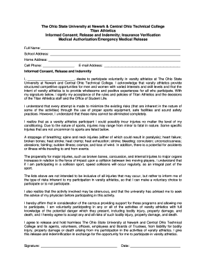 Ohio State University Athletic Participation Consent Form