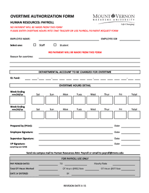 Overtime Authorization Form