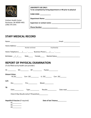 Staff Medical Record Form