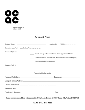 OCAC Student Payment Form
