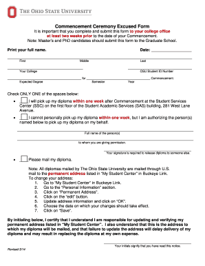 Commencement Ceremony Excused Form
