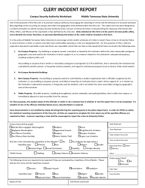 Clery Incident Report Form