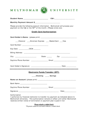 Multnomah University Payment Authorization Form