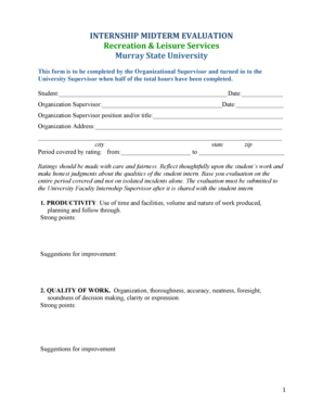 Internship Midterm Evaluation Form