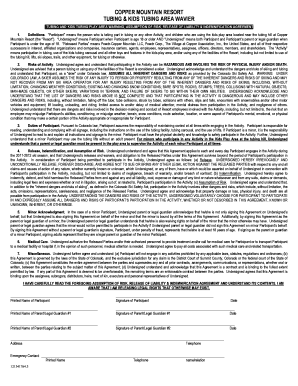 Copper Mountain Resort Tubing Waiver