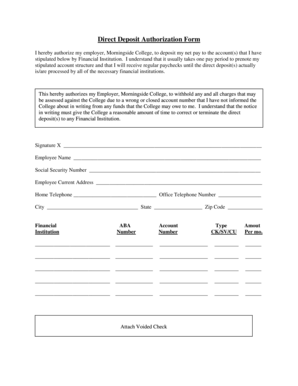 Direct Deposit Authorization Form