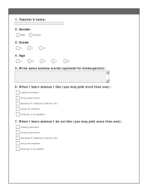Science Interest Survey for Students