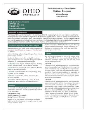 Ohio Post-Secondary Enrollment Options Program Application