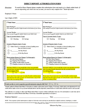 Direct Deposit Authorization Form