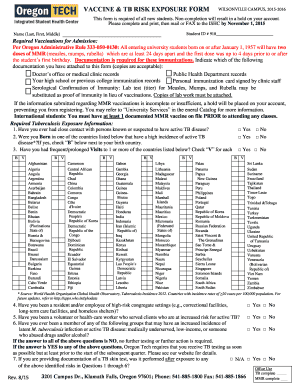 Vaccine & TB Risk Exposure Form