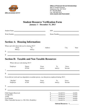 Student Resource Verification Form
