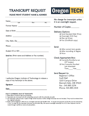 Transcript Request Form