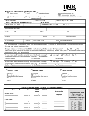 Employee Enrollment Change Form