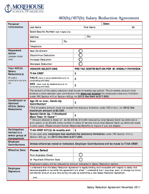 403(b)/457(b) Salary Reduction Agreement