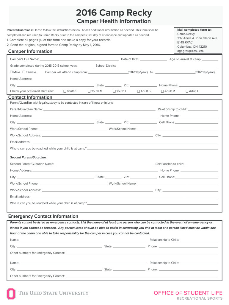 2016 Camp Recky - recsportsosuedu Preview on Page 1