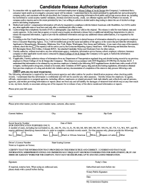Candidate Release Authorization