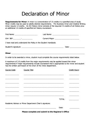 Declaration of Minor Form