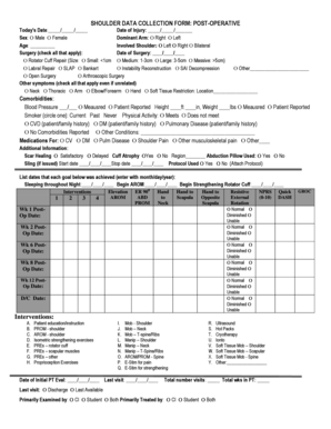 Shoulder Data Collection Form Post-Operative