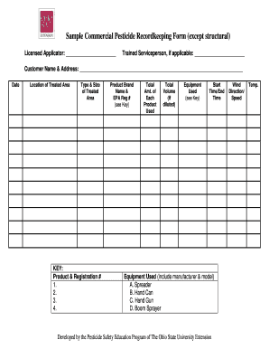 Commercial Pesticide Recordkeeping Form