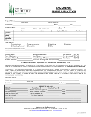 Fax format - COMMERCIAL PERMIT APPLICATION - Murphy TX - murphytx