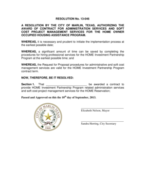 Privacy policy template - RESOLUTION No 13-046 A RESOLUTION BY THE CITY OF MARLIN - marlintx