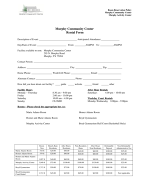 Evaluation form for training - Rental Form Murphy Community Center - murphytxorg