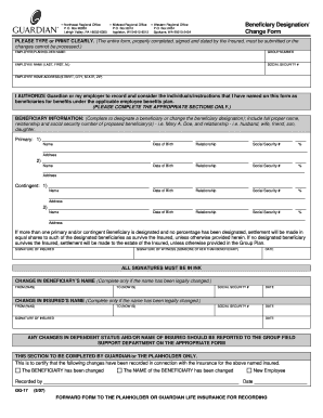 Beneficiary Designation Change Form