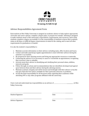 Advisee Responsibilities Agreement Form
