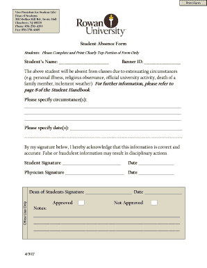 Student Absence Form