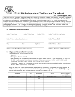 2015-2016 Independent Verification Worksheet