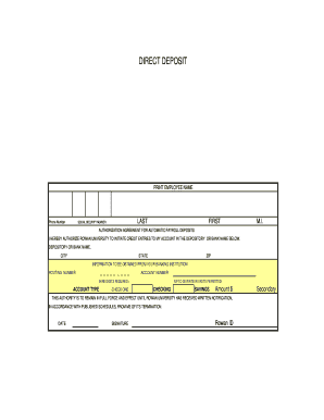 Direct Deposit Authorization Form