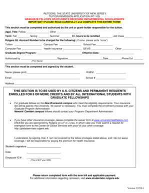 Rutgers Tuition Remission Application