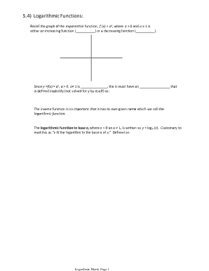 Logarithmic Function Worksheet