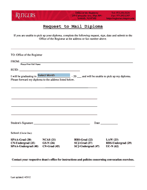 Request to Mail Diploma