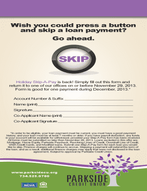 Holiday Skip-A-Pay Form