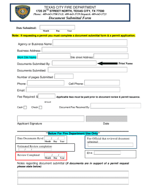 Texas City Fire Department Document Submittal Form