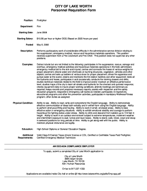 Printable q1 form - CITY OF LAKE WORTH Personnel Requisition Form - lakeworthtx