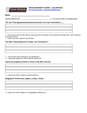 Job Search Plan Form