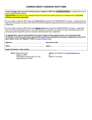 Commencement Ceremony RSVP Form