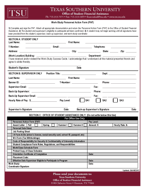 Work-Study Personnel Action Form