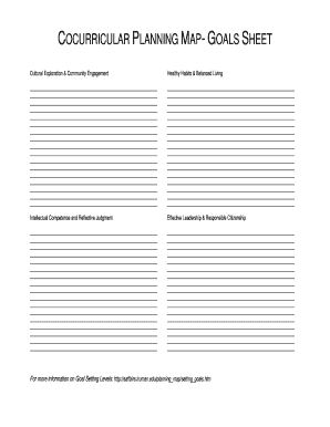 Cocurricular Planning Map Goals Sheet