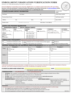 Enrollment/Graduation Verification Form