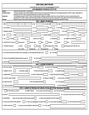 Cadet Enrollment Record Form